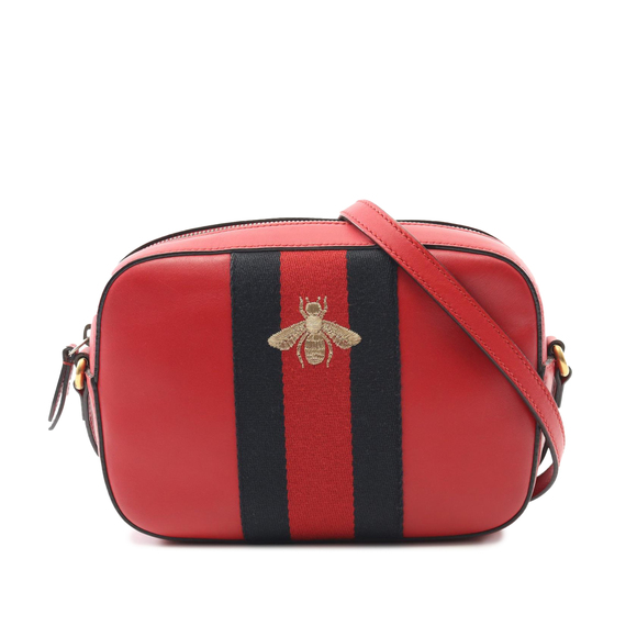Pre-Loved Gucci Calfskin Web Webby Bee Camera Bag - Picture 1 of 9